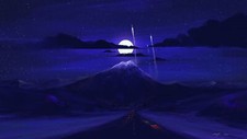 Landscape road night moon blue rocket Custom Gaming Mat Desk picture