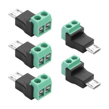 GINTOOYUN 5PCS Micro USB C to 2 Pin Screw Terminal Adapter Micro USB Male Scr... picture