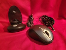 Logitech MX1000 wireless laser mouse M-RAG97 USB base and power; mouse iffy picture