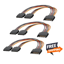 Mbiydeg 3-Pack 15 Pin SATA Power Splitter Cable, 8 Inch Sata Male to 8 inches picture