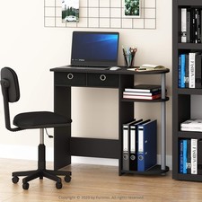 Computer Desk 32 Inch 2 Tier Shelf Classic Black Furinno Go Green picture