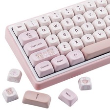 Cute MOA Profile PBT Custom Keycaps DyeSub Bear Tea Party 130 Keys picture