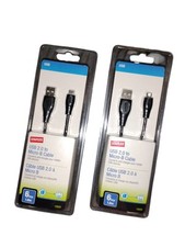 Lot Of Two Staples USB 2.0 To Micro B Cable 6-ft - Black New picture