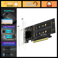 Quad M.2 NVMe PCIe 4.0 X16 Adapter Card - 4-Port 22110/2280 SSD, Soft RAID, OS B picture