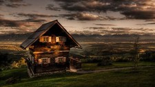 Landscape nature cottage mountains valley dark r Custom Gaming Mat Desk picture