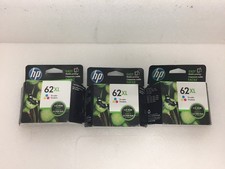 3 PK Genuine HP 62XL Tri-Color High Yield Ink OEM NEW SEALED 2018/2019 picture