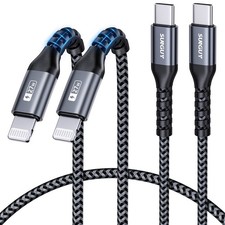 SUNGUY USB-C to Lightning Cable 2FT 2-Pack, 27W Fast Charging 2FT, Grey picture