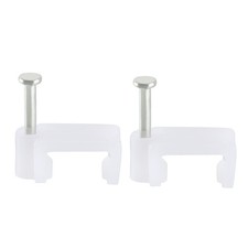 100Pack Round White Cable Clips 10mm with Fixing Nails Wall Tacks Wire Cord picture