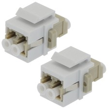 2x LC/UPC Duplex Multi Mode Fiber Optical Coupler w/ Keystone Jack Snap-in Ivory picture