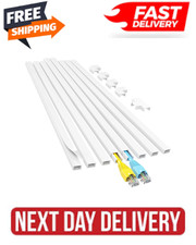 Cable Cord Hider Wall Raceway 113in Wire Cover Organizer Kit for 2 Wires White picture