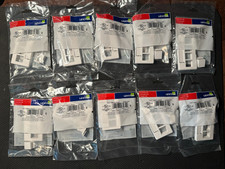 Lot of 10 Leviton 49910-SW4 White 4-Port Furniture Faceplates w/ ID Window NEW picture