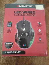 Monster LED Optical Game Mouse 2MNGM0706BOBL Color Change 3200 DPI New Damage Bx picture