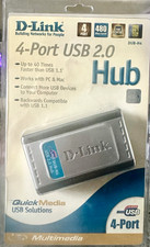 D-Link DUB-H4 Powered 4-Port USB 2.0 Hub/Splitter Box 6 ft Cable Silver picture