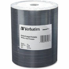 Verbatim Americas Llc 97016 Dvd-R 4.7Gb 16X Datalifeplus White Inkjet 100Pk picture