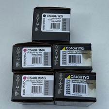 Set of 5 Lexmark C540H1MG C540H1YG C540H1KG Toner Cartridges C540 C543 C544 C546 picture