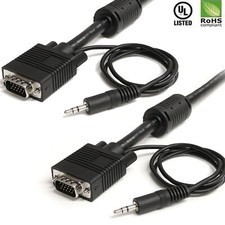 25FT 30 FT 15 PIN SVGA SUPER VGA Monitor Male -Male Cable Black CORD FOR PC TV picture