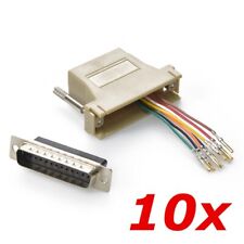 10 Pack - DB25 25-Pin Serial D-SUB Male to RJ45 Female 8P8C Adapter Connector picture