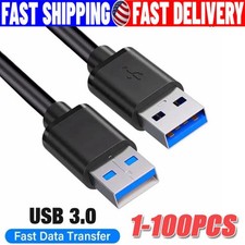 USB 3.0 A Male to A Male Cable Data Transfer Super Speed Power Charger Metal LOT picture