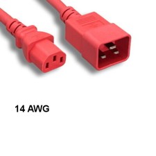 Kentek Red 3Ft IEC-60320 C13 to C20 AC Power Cable 14AWG 15A for PDU UPS Server picture