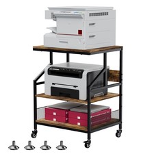 3-Tier Rolling Printer Cart with Storage Shelves, Rustic Brown picture