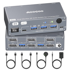 Displayport KVM Switch 2 Computers 2 Monitors, 8K@60Hz/4K@240Hz Dual Monitor KVM picture