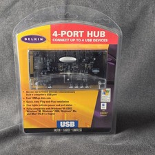 Belkin 4-Port USB Hub F5U021 with Power Adapter Transparent Tech Vintage Y2K picture