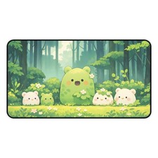 Kawaii Forest Desk Mat Cute Green Bear Gaming Mouse Pad Large Desk Pad picture