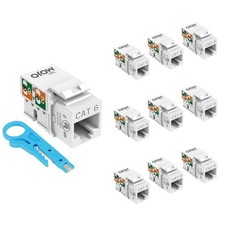 Tecmojo UL Listed 1000 Mbps Cat6 Keystone Jack Insert 10 -Pack, 90 Degree Pun... picture