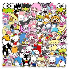 50Pcs Kawaii Sanrio Sticker for Kids, Cute Cartoon HelloKitty Kuromi Slo picture