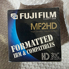 Vintage Fujifilm MF2HD 3.5” Floppy Disks 10 Pack IBM Formatted Sealed picture