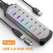 7-in-1 USB 3.0 Hub with Individual Switches & RGB Aluminum Housing picture