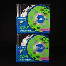 FujiFilm Glow Disc Glow-in-the-Dark CD-R 10 Pack - Lot of 2 - SEALED picture