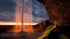 Landscape nature clouds waterfall water sunset horizon Custom Gaming Mat Desk picture