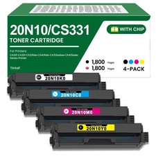 CS331 CX331 Toner Cartridge (with Chip) 4 Pack, Black/Cyan/Magenta/Yellow picture