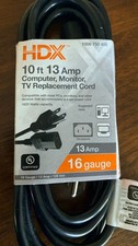 HDX 10ft 13 Amp Computer Monitor TV Replacement Power Cord 16 Gauge IEC C13 New picture