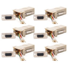 6 Pcs DB 9 RS232 Serial DB9 Female to RJ45 8P8C Network Modular Adapter Ivory picture
