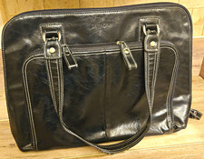 Samsonite Heritage Travelware Black Leather 15 in Padded Briefcase Floral picture
