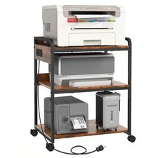 3-Tier Large Printer Stand with Power Outlet and Adjustable Storage Shelf picture