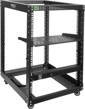 15U 19 Inch Open Frame Server Rack with Wheels Including 1U Rack Shelf & Power S picture