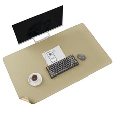 40x24 Inch Leather Desk Mat XL Reversible Cork Mouse Pad Waterproof Golden picture