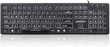 Large Print Letters Computer Keyboard LED Lighted White Backlit Full Size Key picture