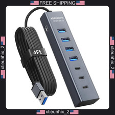 USB 3.0 Hub 7 Ports Aluminum Extender with 4ft Cable for Desktop picture