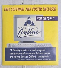 AOL America Online Windows Software 15 HR Trial Sealed Kit Poster 1996 New picture