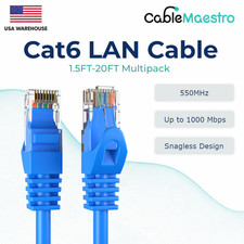 CAT6 Ethernet LAN Network RJ45 Patch Cable 1.5FT-20FT Multipack LOT, Blue picture