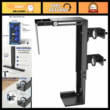 Clamp-On Desk Leg PC Mount - Adjustable Monitor Stand, Space-Saving Design, Blac picture