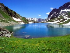 Landscape lake mountains spring Custom Gaming Mat Desk picture
