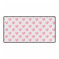 Pink Gingham Hearts Desk Mat | Valentine Heart Pattern Desk Mat picture