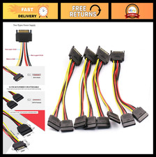 4PCS 8In SATA 15Pin Male to Dual Female Power Splitter Cables, PC Power Supply A picture