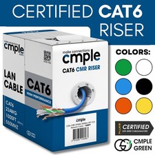 Cat6 Riser Ethernet Cable 1000ft CMR Solid 23AWG UTP 550MHz In-Wall Pull Box picture