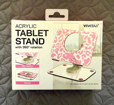Vivitar Acrylic Tablet Stand Foldable 360° Rotation Pink/White Universal 7 in picture